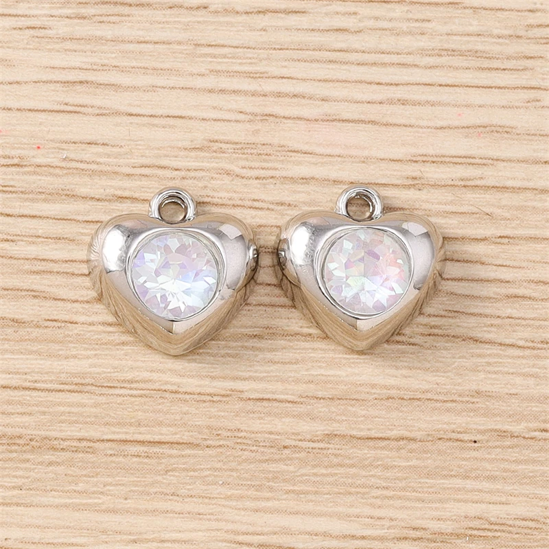5 Stück 12x12mm Niedliche Kristall-Liebesherz-Anhänger für Schmuckherstellung, Halsketten, Ohrringe, Armbänder, Zubehör, DIY-Bastelarbeiten, Geschenk – Detail 10