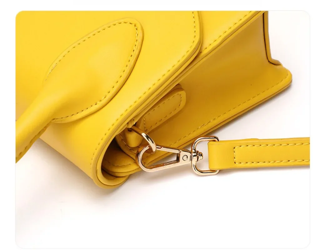 New Fresh Yellow Shoulder Bags Women 2024 Luxury Design PU Crossbody Bag All Match Office Lady Handbag Elegant Bolsa Сумка