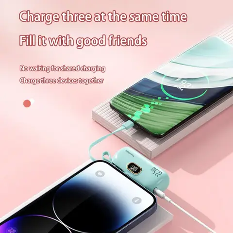 30000mAh kapselpowerbank snabbladdningsbar bärbar mobil strömförsörjning mini externt batteri för typ-C iPhone Android 10 best sales rosa powerbank - №10