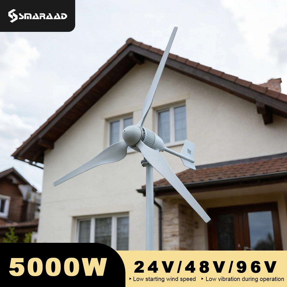 

5000W Horizontal Wind Turbine Generator 96V 48V 24V Free Energy Magnetic Dynamo Strong Power 220v Inverter Output For Home