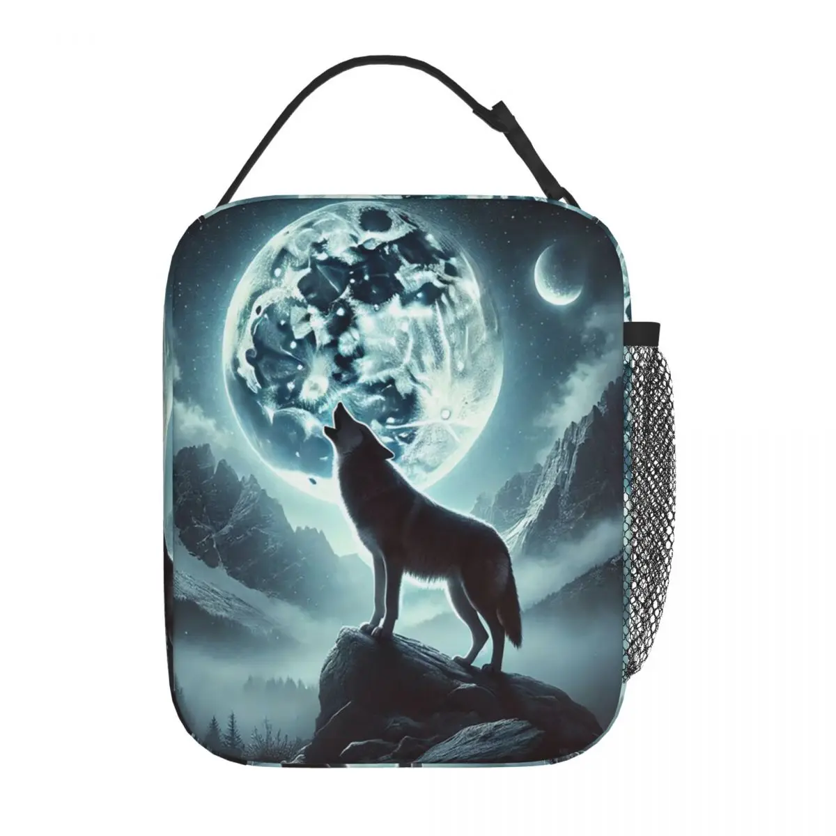 Howling Wolf Under The Moonlight Print Insulated Lunch Bag for Women Kids Portable Food Boxes Thermal Lunch Box Tote