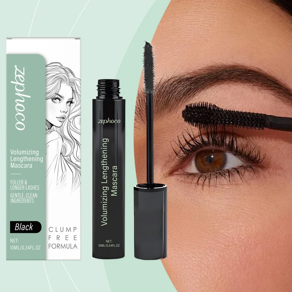 

Black mascara curls up without collapsing, with clear roots and no clumping, waterproof, sweat resistant, and non smudging