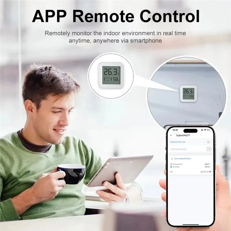 [NEWA08R】 Zigbee 3.0 For Smart Home Control Temperature Humidity Sensor With Integrated LCD Display