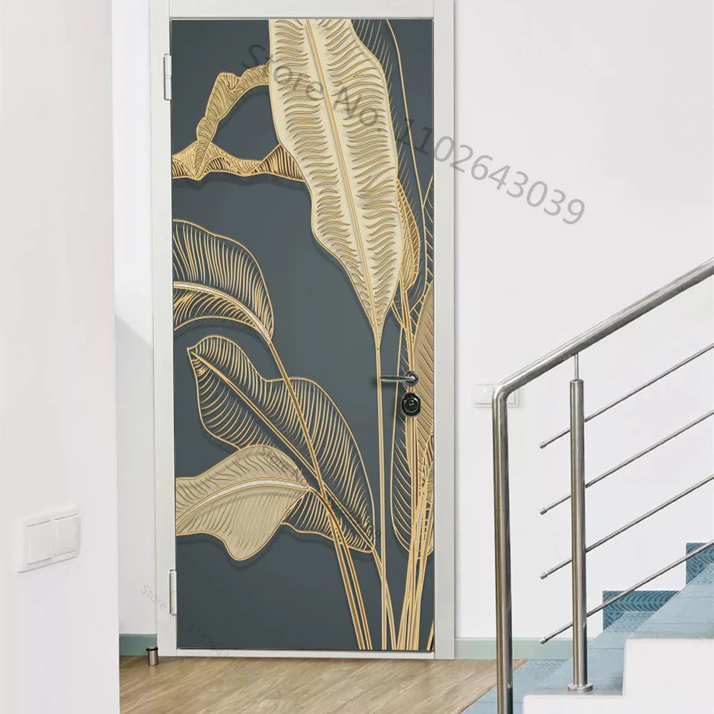 Self adhesive Door Sticker Modern Abstract Decoration Stickers Vinyl Waterproof Removable Corridor Art Poster Decals Home Decor