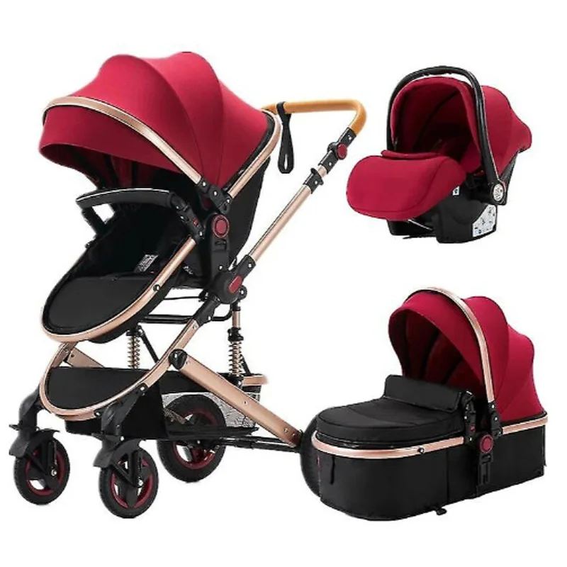 3-in-1 Baby Stroller: Sit or Lie Down, Multi-Functional, Shock-Absorbing, Weight Capacity 10 kg, Foldable, Includes Car Seat