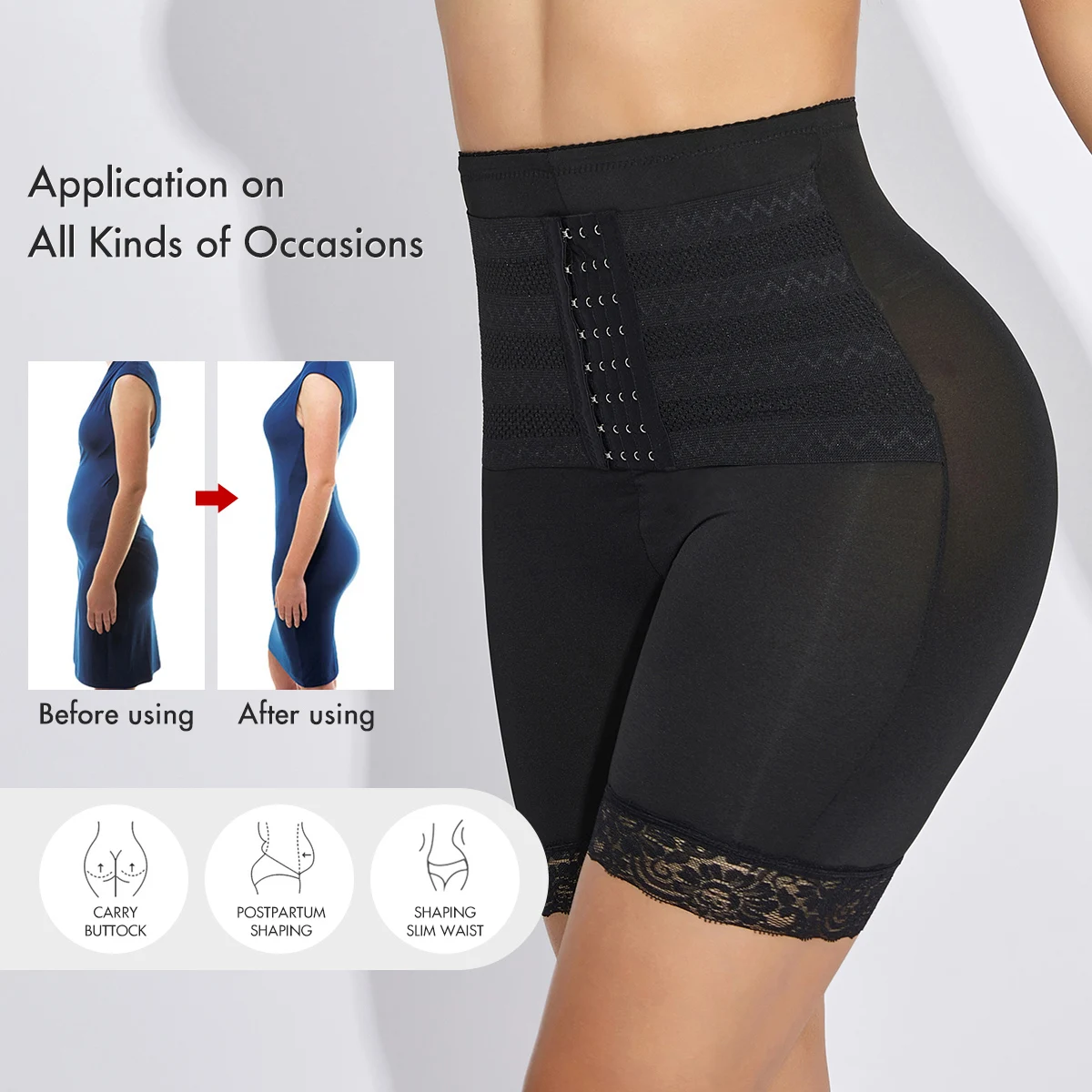 Lace High Waist Tummy Control Shapewear for Women Butt Lifter Panties Corset Body Shaper Girdle Slimming Underwear