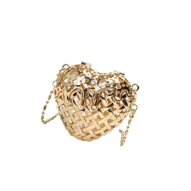 

Multifunctional Mini Coin Purse Heart Metal Handbag with Crossbody Chain 20CA