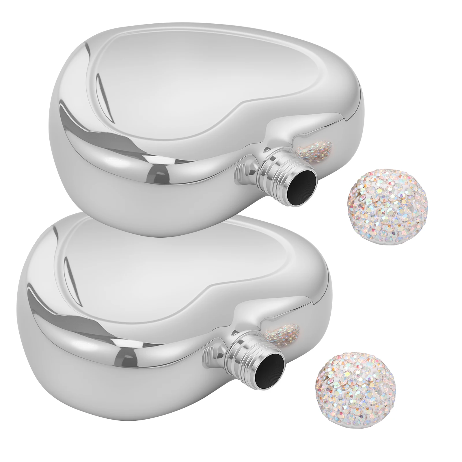 

Портативная фляга из нержавеющей стали в форме сердца, 2 шт., 6 унций, фляга из нержавеющей стали для алкоголя, вина, виски, хорошая герметизация для кемпинга на открытом воздухе