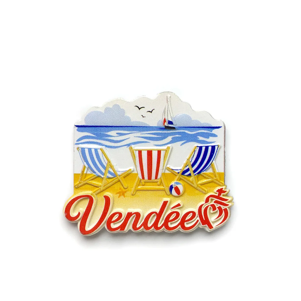 

European France Vendée Coastal Fridge Magnets Beach Chairs Sailboat Seagulls Ocean Mini Magnet Home Accessories