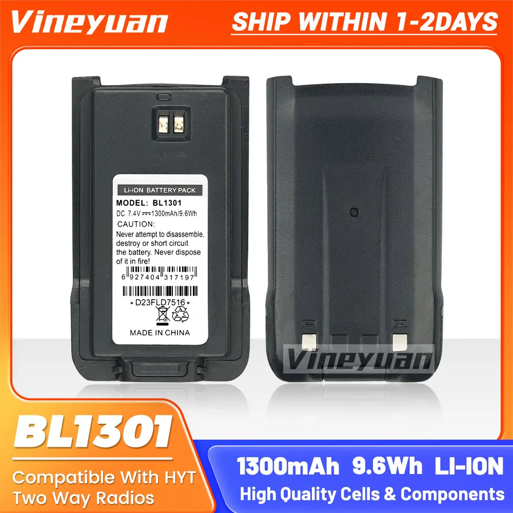 

BL1301 7.4V 1300mAh Replacement Li-ion Battery for HYT TC-518 TC-446S TC-518 TC-580 TC-560 TC-585 TC-500S BL1719 Two Way Radio