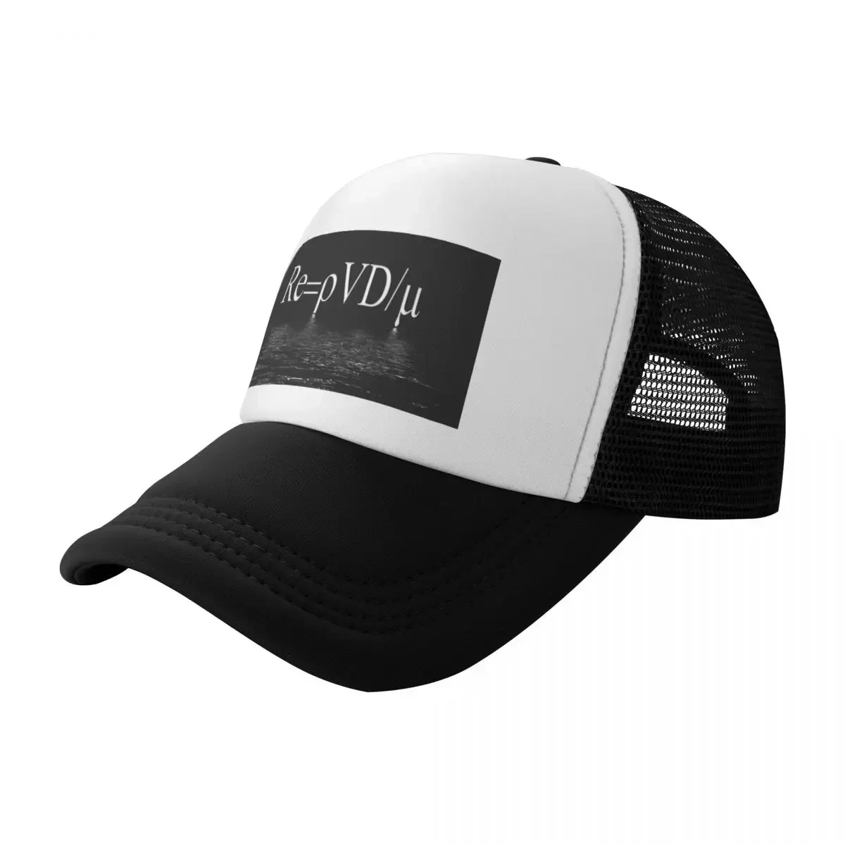 Reynolds equation for turbulence reflected in ripples of water. Re=ρVD/μ Baseball Cap custom Hat Women's Hats Men's