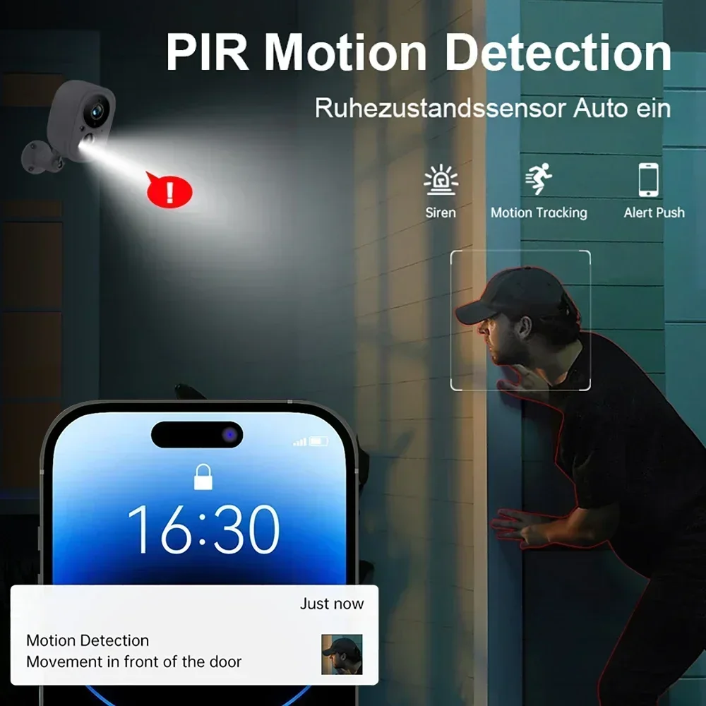 屋外IPビデオカメラ,1080p HD,モーション検出,双方向オーディオ,バッテリー,ビデオ監視カメラ