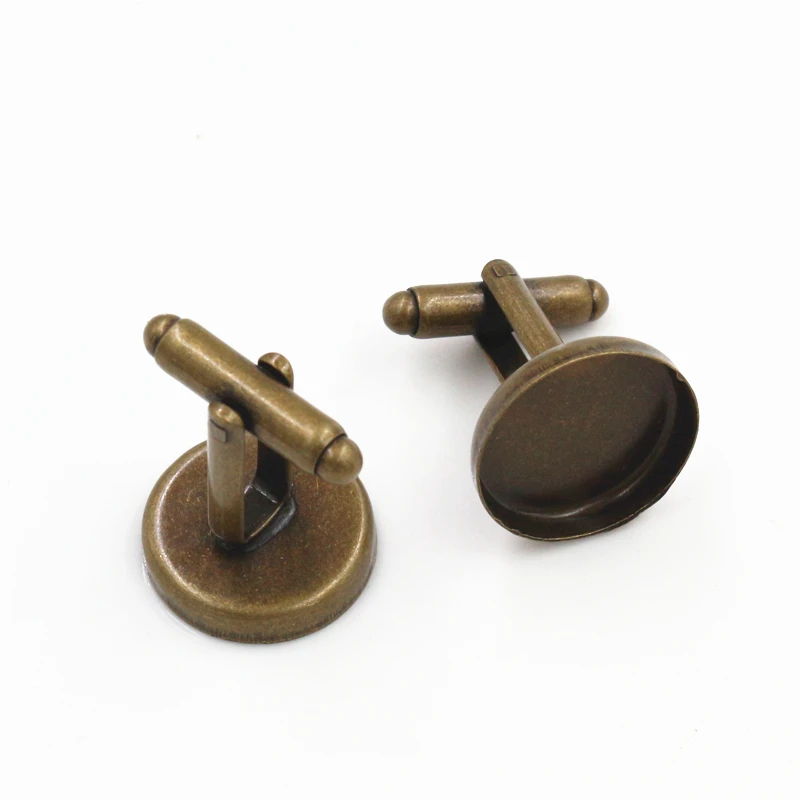 10pcs/ lot 16mm White K Rhodium Plated 5 Colors Copper Cufflink Base Cuff Link Settings Cabochon Cameo Base