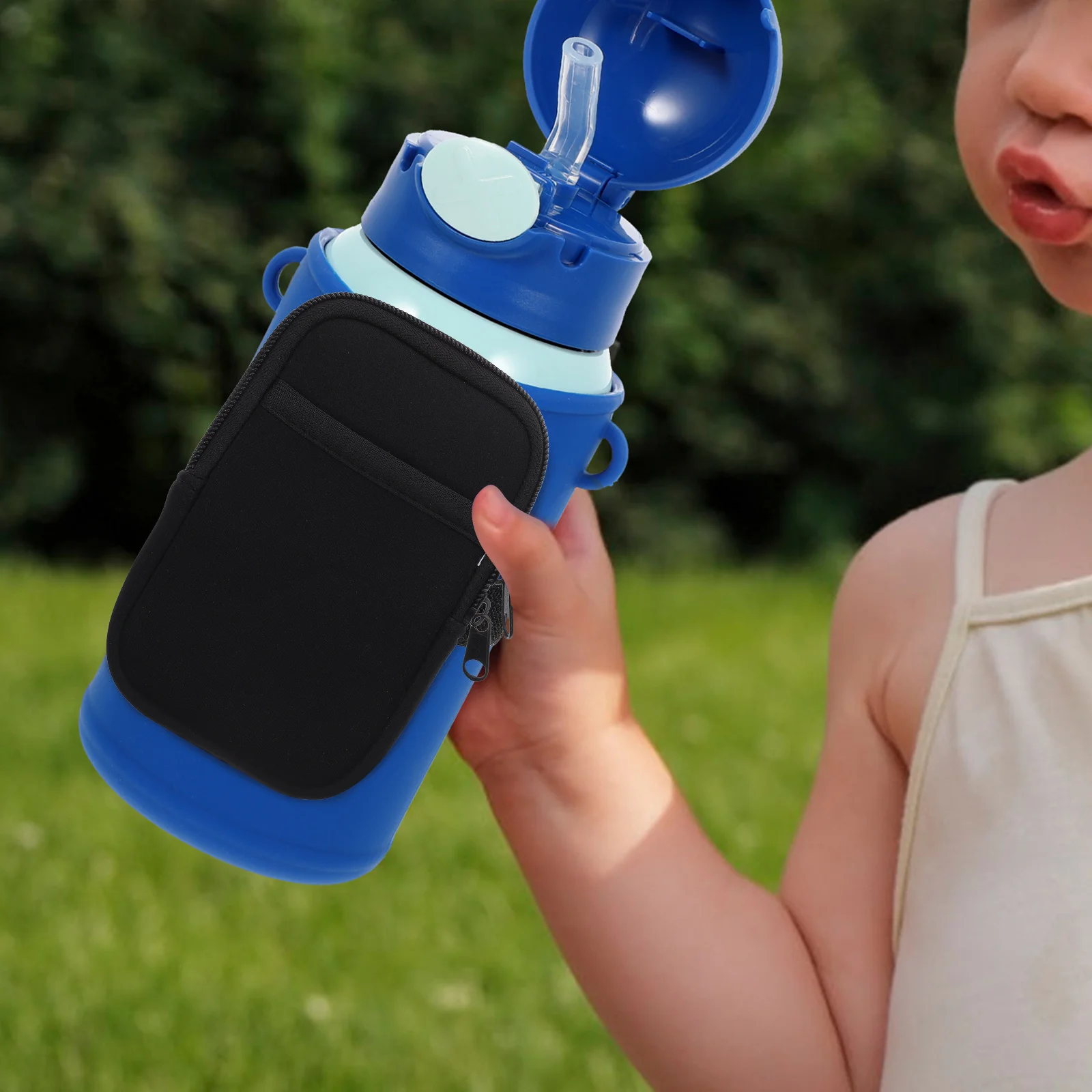 

AntiSlip Cup Cover Green Water Bottle Pouch Tumblers Small Zipper Bag Neoprene Pocket Outdoor Portable ZeroWallet