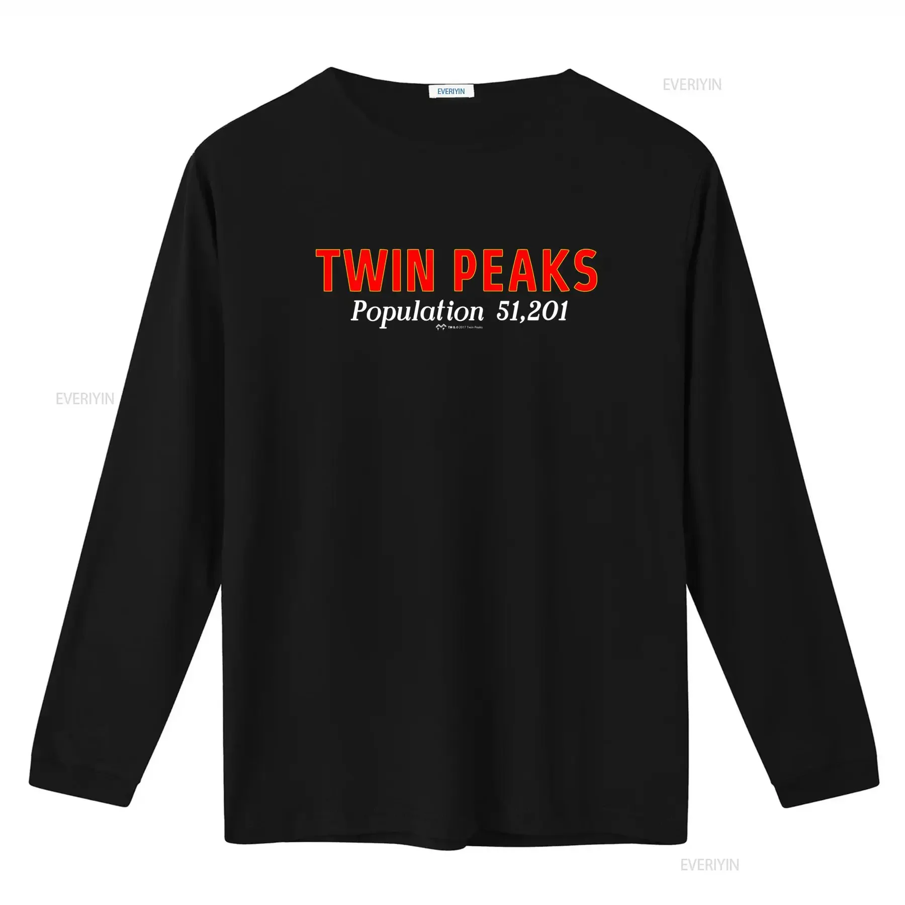 Twin Peaks Population 51201 Classic TV Show Licensed Mens Black T Shirt vintage Washed Slightly streetwear Stretched Soft