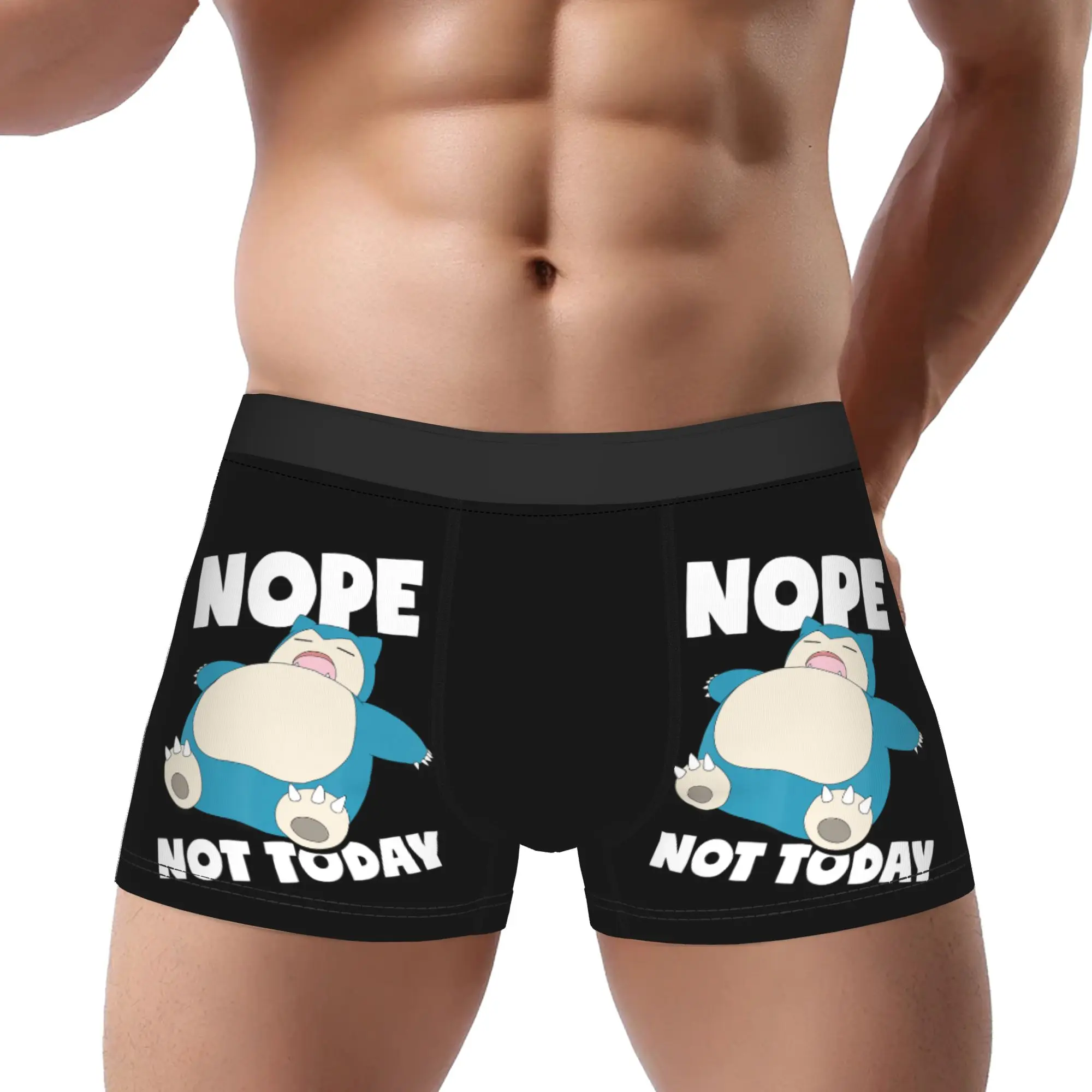 Calzoncillos Boxer de Bandai, Pokémon, Snorlax, Sleeping Nope Not Today, ropa interior transpirable para hombre, pantalones cortos sexys, calzoncillos tipo bóxer