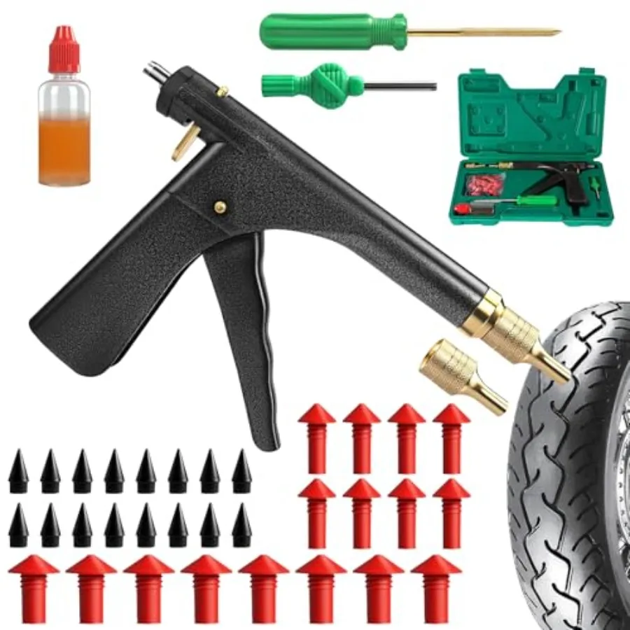 

Tire Repair Kit with Mushroom Plug for Car Motorcycle Truck ARB ATV Tractor RV SUV Trailer Puncture Fix Tools Patch Kit Black