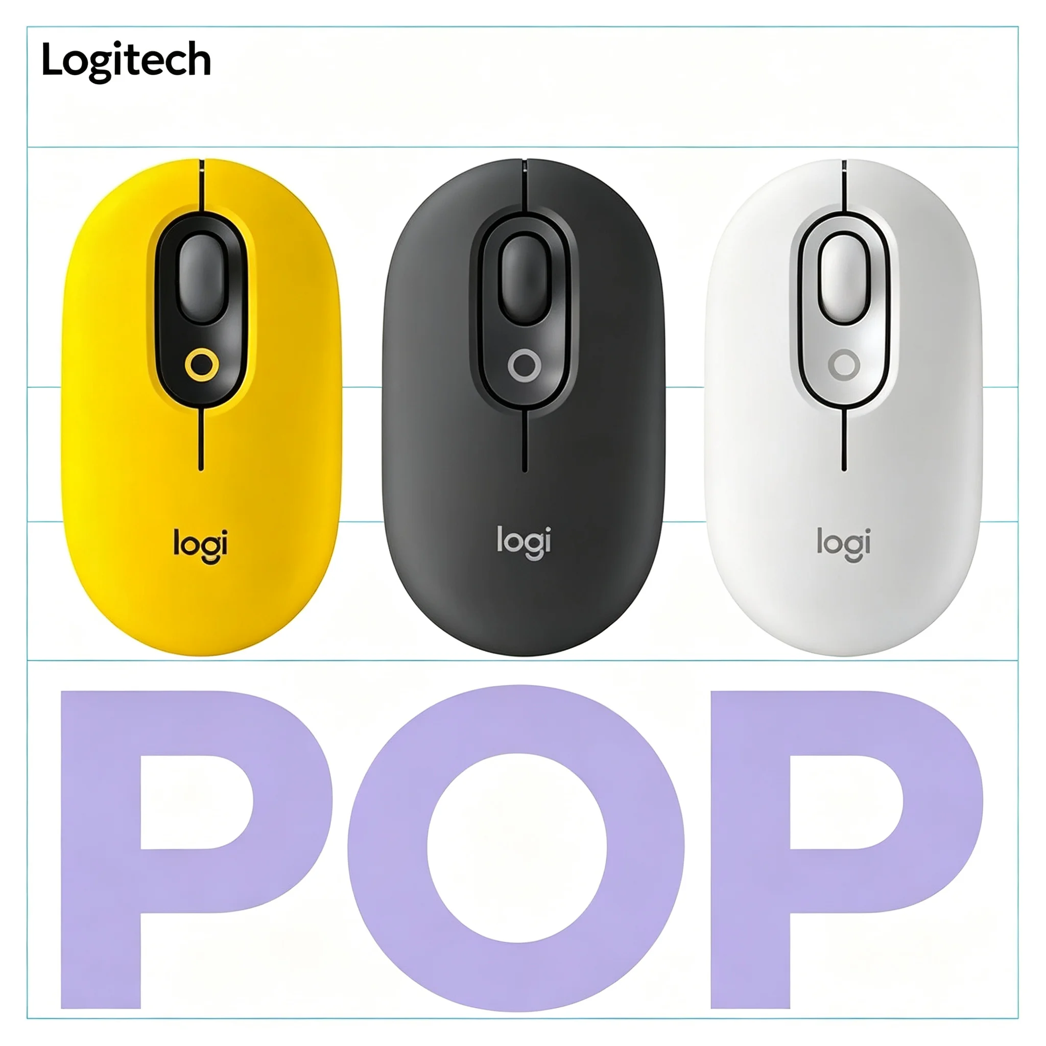 Logitech POP Mouse Silent Wireless Bluetooth Mouse Fashion Cute Mice for Girls Office