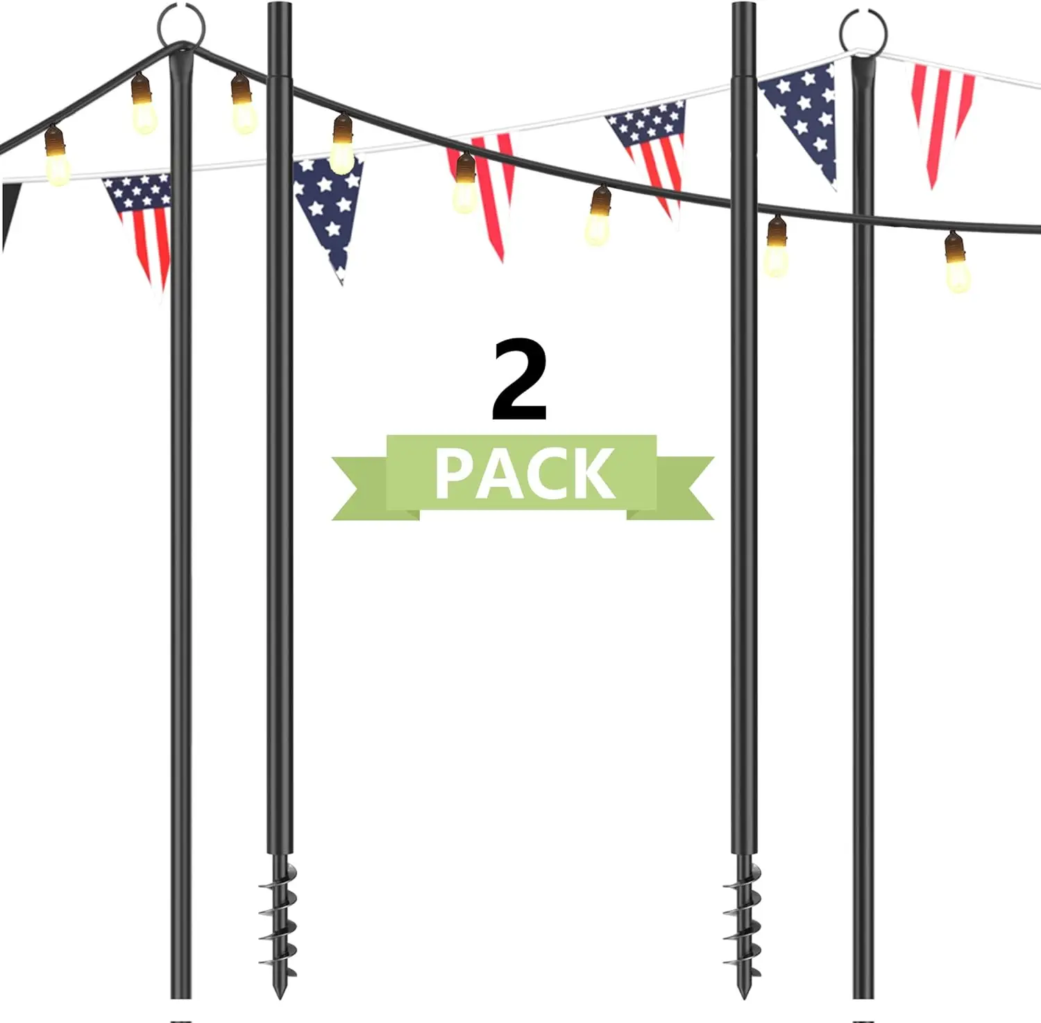 

2 Pack Outdoor String Light Poles, 10.5 Ft Metal Poles for Patio Backyard Wedding Party Decor