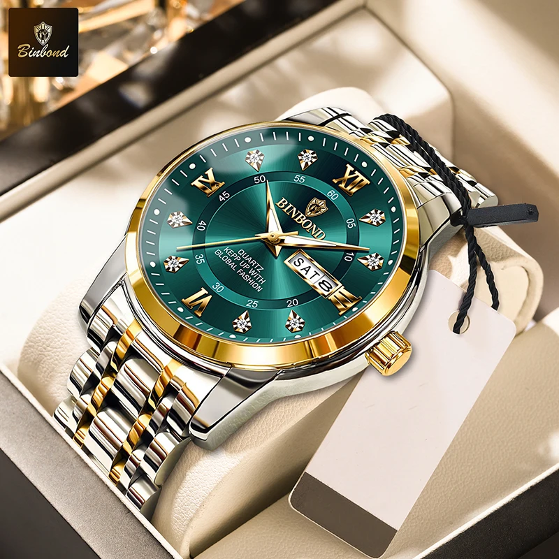 BINBOND Luxury Quartz Watch for Men, Waterproof and Elegant
