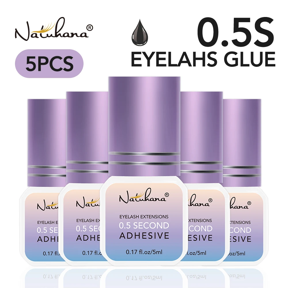 

NATUHAHA 5 pcs/lot Eyelashes Glue Fast Drying Long Lasting Lashes Adhesive Low Smell Mink Eyelash Glue Makeup Tools Set