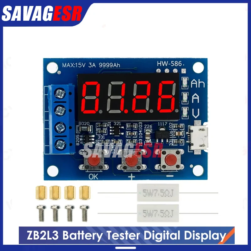 ZB2L3 Battery Tester LED Digital Display 18650 Lithium Battery Power Supply Test Resistance Lead-acid Capacity Discharge Meter