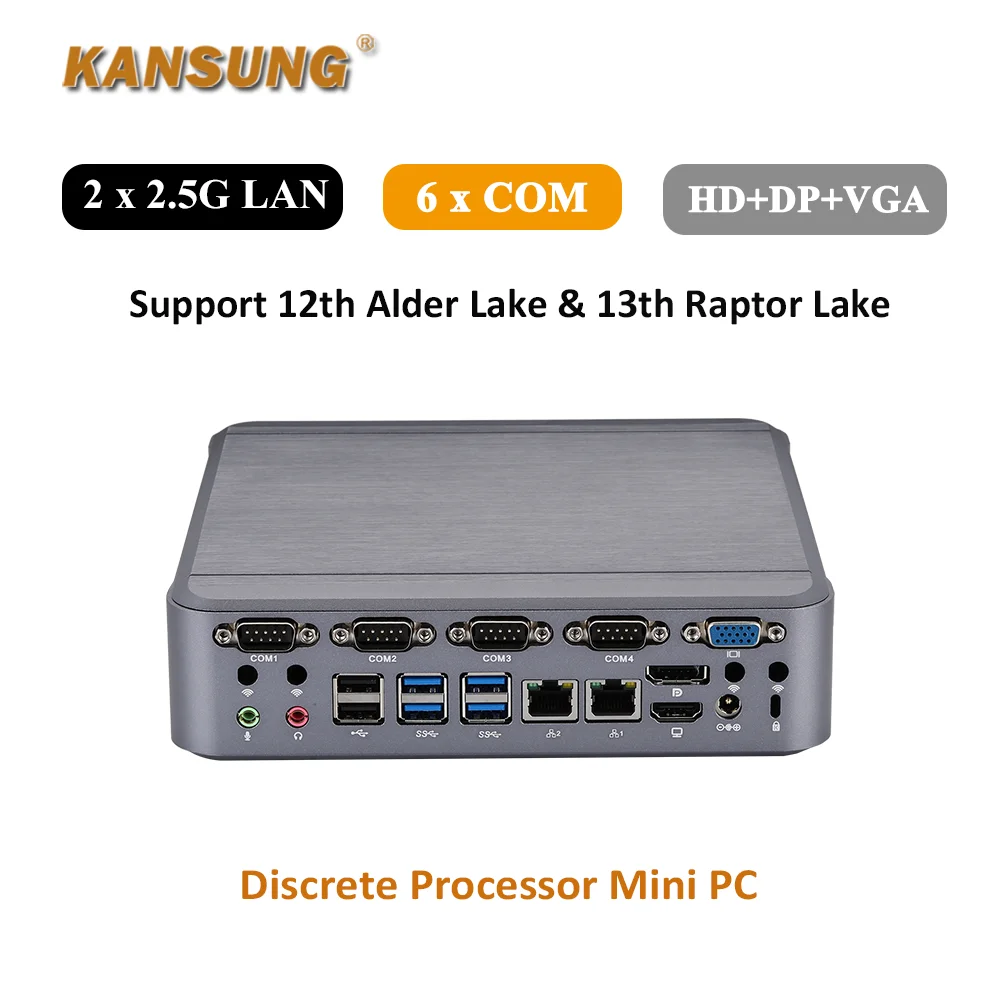 6 COM 12th 13th Discrete Processor Alder Lake Raptor Lake Celeron Core i3 i5 i7 Intel H610 Chipset LGA1700 Industrial Mini PC