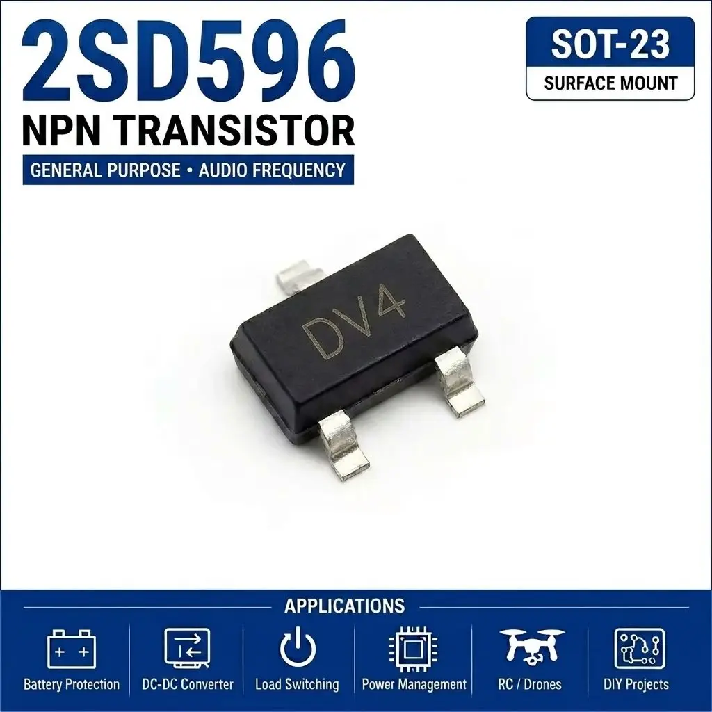 (100 pcs) 2SD596 (Marking DV3,DV4) SOT-23 - NPN Transistor 80V 100mA