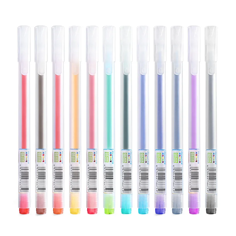 12 PCS Colored gel pens set Kawaii blue 0.5 mm ballpoint pen for journal Cute School stationary supplies