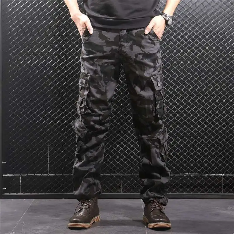 

Men's Camouflage Work Trousers Autumn Winter New Sle Multiple kets Loose Straight Large Size Wear Resistant Casual Long ...