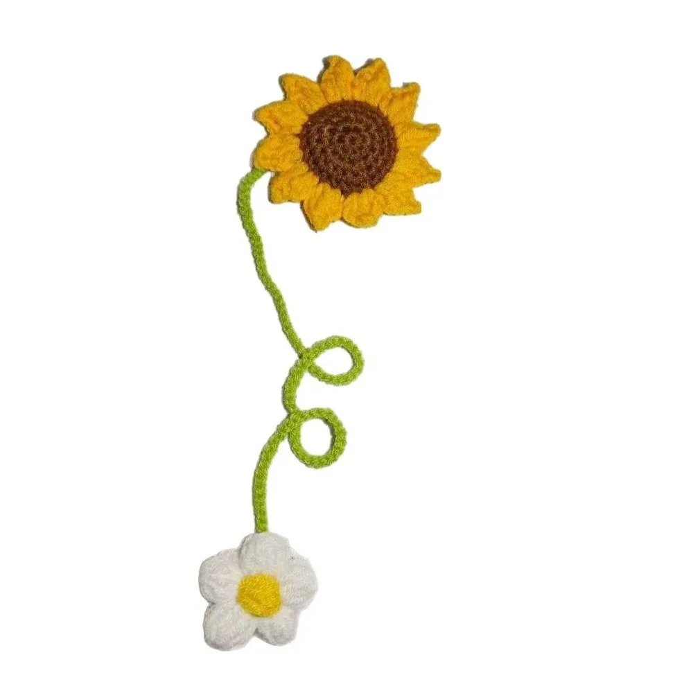 Wool Woven Crochet Curtain Tie Back Handmade Floral Design Hand Knitted Flower Bookmark Strawberry/Sunflower Cute