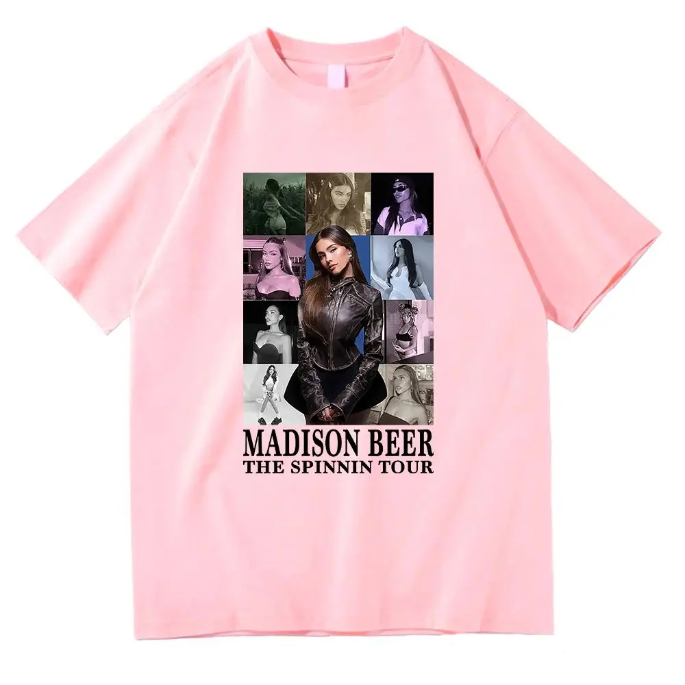 Madison Beer The Spinnin Tour T Shirts Funny Women Sweatshirt Vintage Summer Cotton Tops Harajuku Short Sleeve T Shirt Unisex