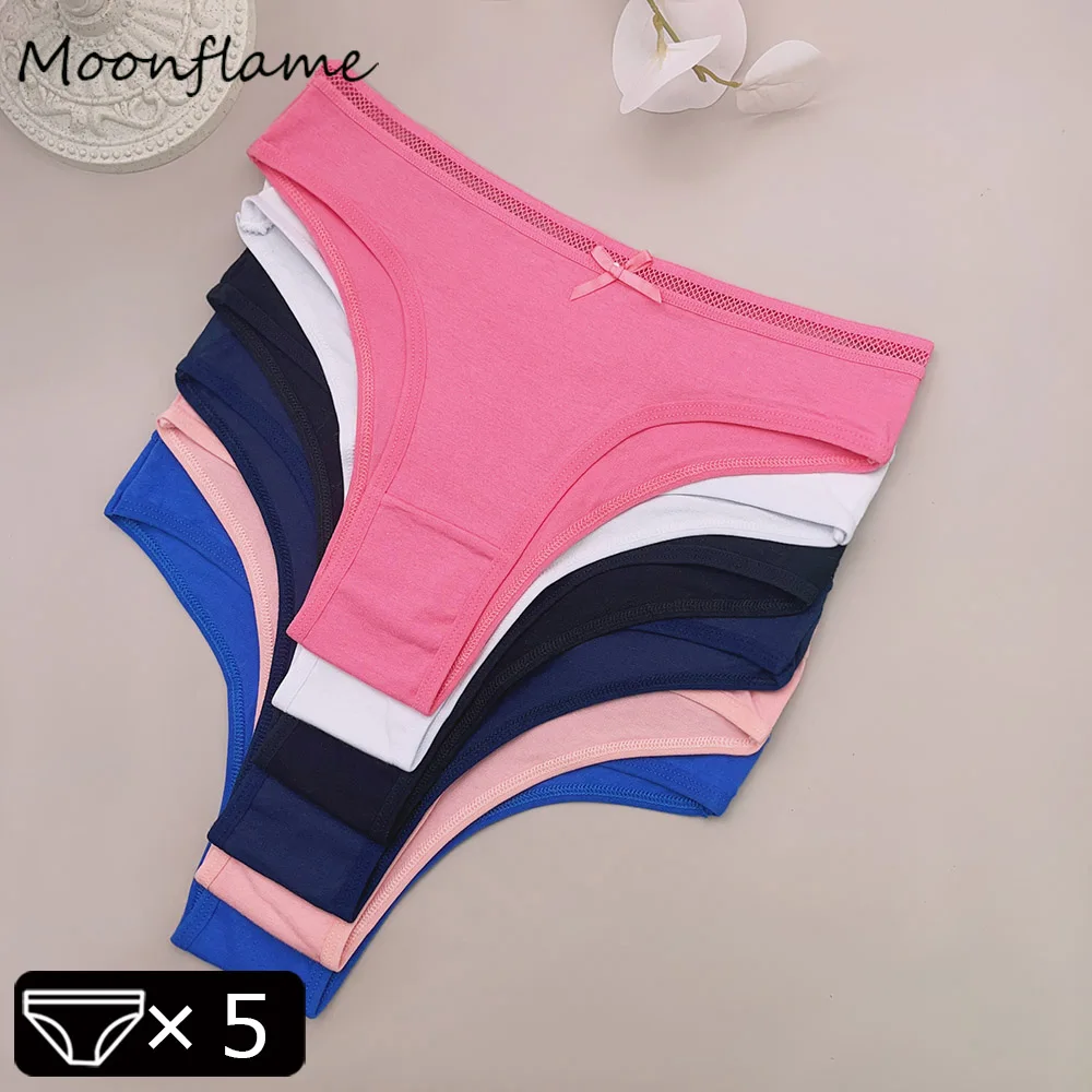 

MOONFLAME 5 PCS New Arrival Low Rise Comfortable Women Panties Cotton Briefs