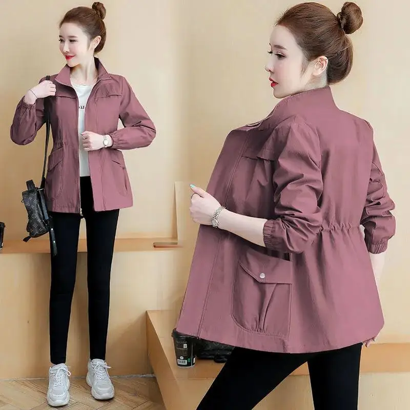 Versatile Short Jacket for Women Mom Style 2025 Spring Autumn Popular Large Size Jacket New Top Thin PU Material Loose Fit