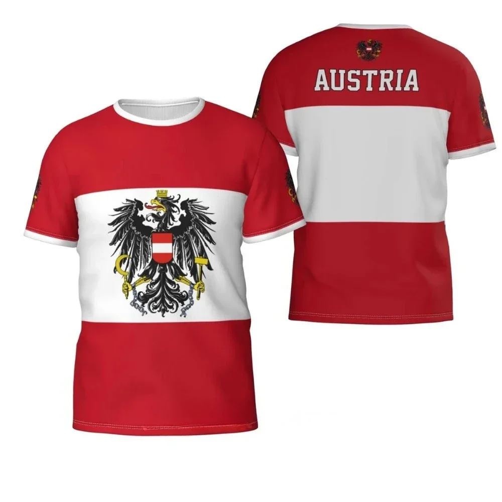 Austria Flag Badge 3D PrintT-shirt Men's Women's Casual Oversized Short Sleeve O-Neck Tops Fashionable Retro Streetwear Tees