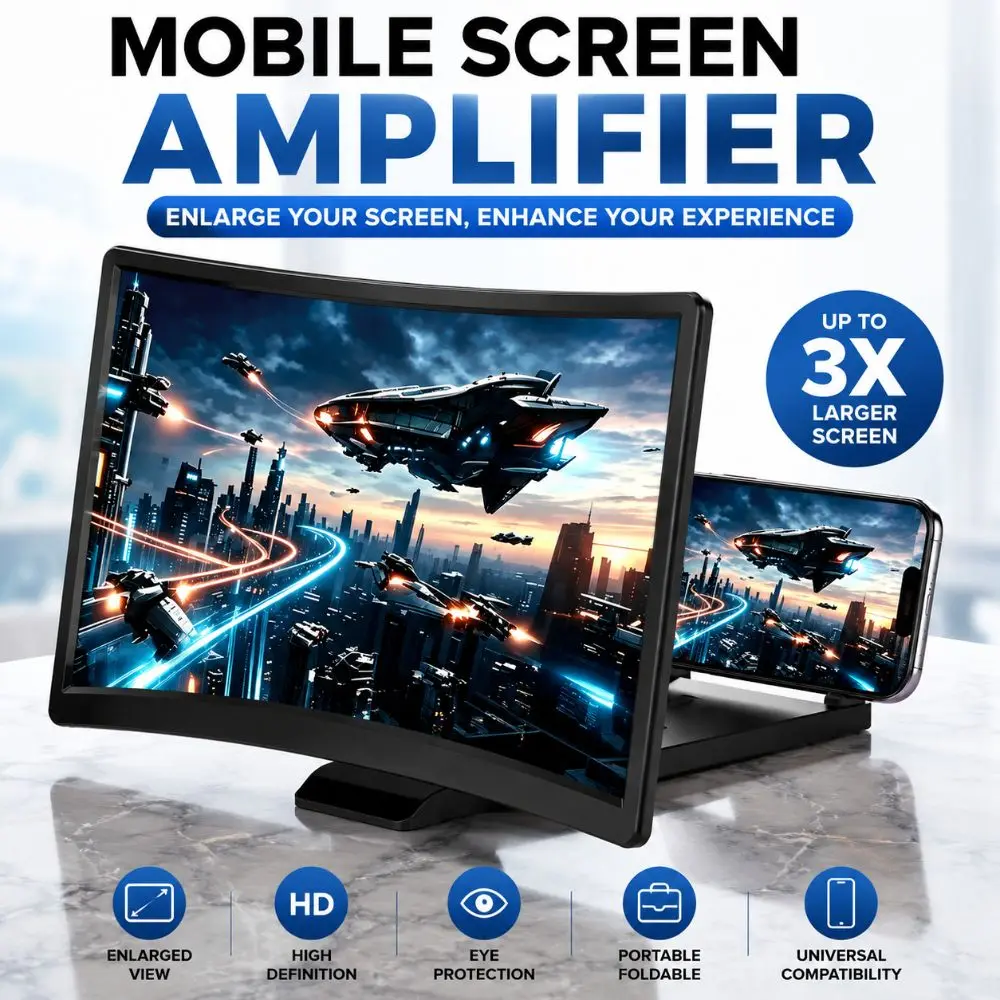 12 Inch 3D Screen Magnifier Bracket Curved Eye Protection Phone HD Screen Magnifier Anti Broken Fresnel Lens Expander Projector