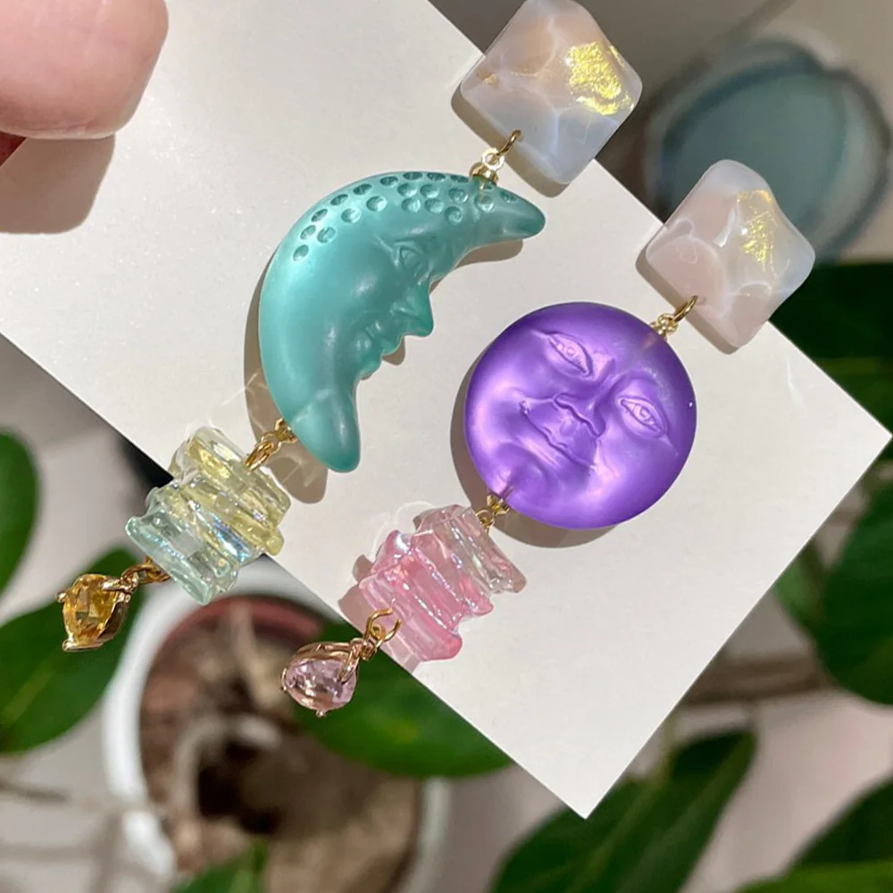 

Women Vintage Moon Sun Ear Drop Exaggerated Trendy Light Luxury Style Delicate Tassels Earring Jewelry Gifts