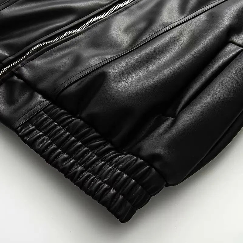 Cross-Border Sle Knot Leather Jaet Damen mittellange lose Oberbekleidung Herbst Winter Faion Ele