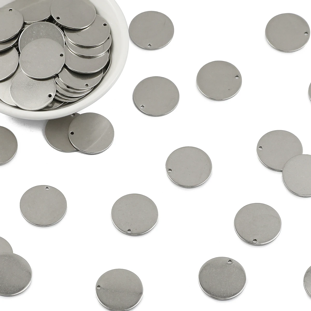 10/20/30Pcs Stainless Steel Round Shaped 8-30mm Stamping Blank Tag Charms Pendants For DIY Bracelets Necklaces Jewelry Making