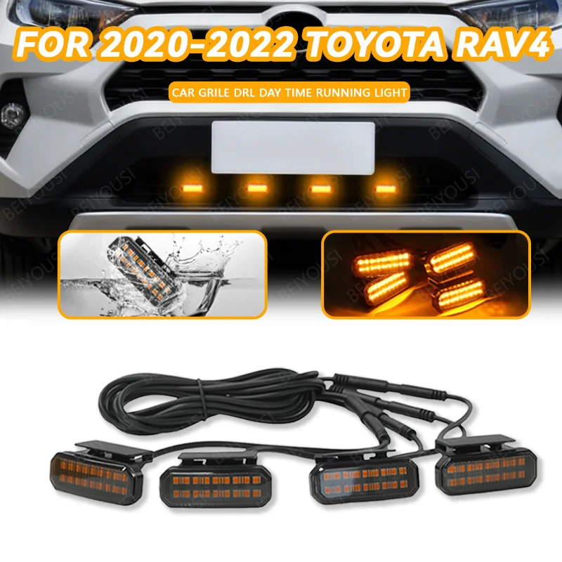 

Светодиодный передний светильник на решетке для Toyota RAV4 2020-2022 гг., автомобильные дневные ходовые огни, лампа для бровей для пикапа, Offroad, 12 В