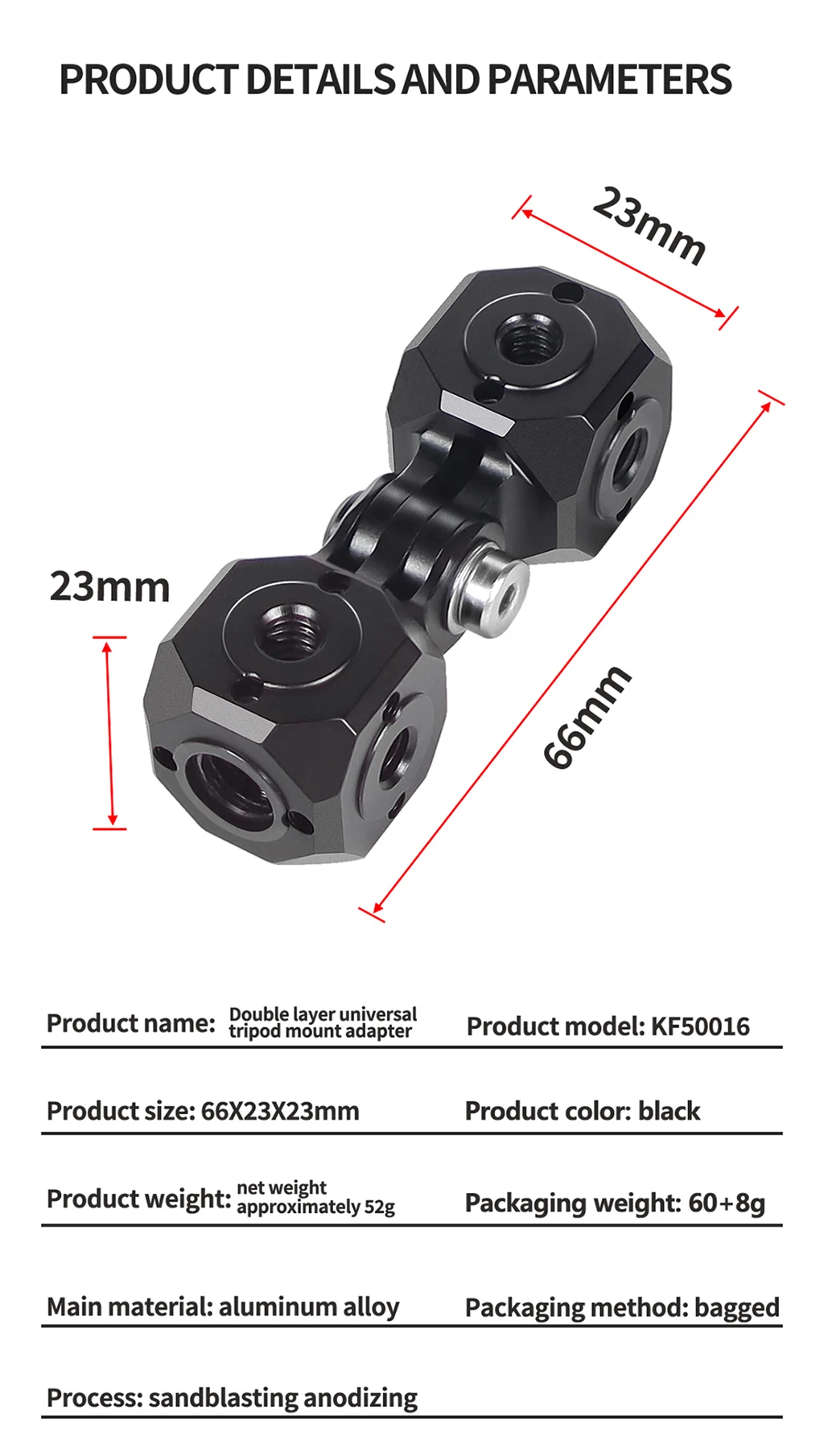 Mini Magic Cube Transfer Schraube Löcher ARRI 1/4 "3/8" Adapter für GoPro DSLR Kameras Käfig Flash Mikrofon Monitor stativ Halterung – Detail 37
