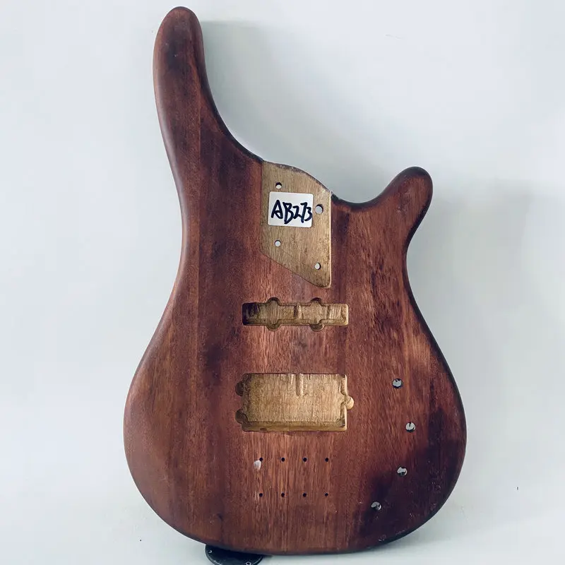 

AB273 Electric Bass Body Red Wood Active Pickups Right Hand for 4 or 5 String Bass DIY