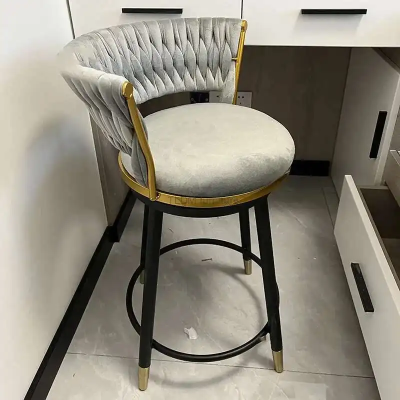 

Nordic Luxury Bar Chairs Luxury Rotating Home Kitchen High Stool Designer Restaurant High Back Chair Modern Bar Furniture A B
