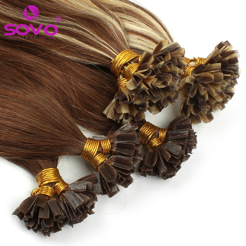 

V Tip Human Hair Extension Fusion Hair Silky Straight Dark Brown Pre Bonded V Shape Keratin Hair European Remy Hair For Salon