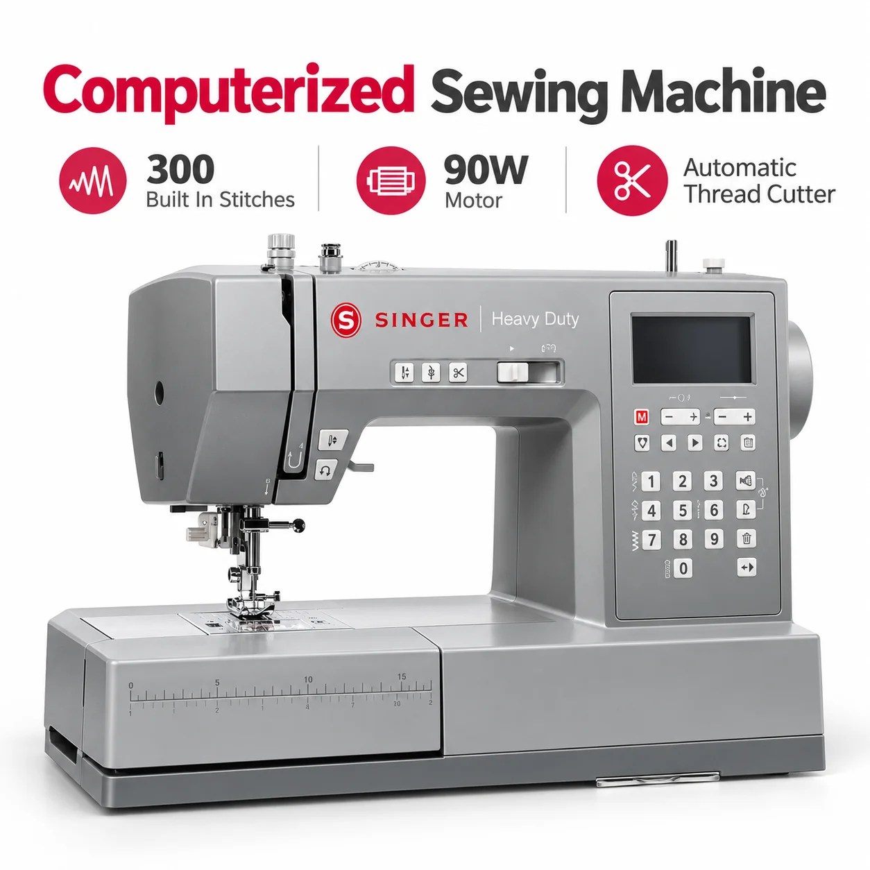 AOLIVIYA HD6805C Computerized Sewing Machine Heavy Duty Electric Quilting 300 Stitches Automatic Thread Cutter 90W 220V