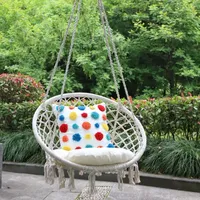 Outdoor Patio Garden Hammocks Hanging Hammock Swing Cotton Rope Chair Non-Iron Stand Indoor Camping Furniture