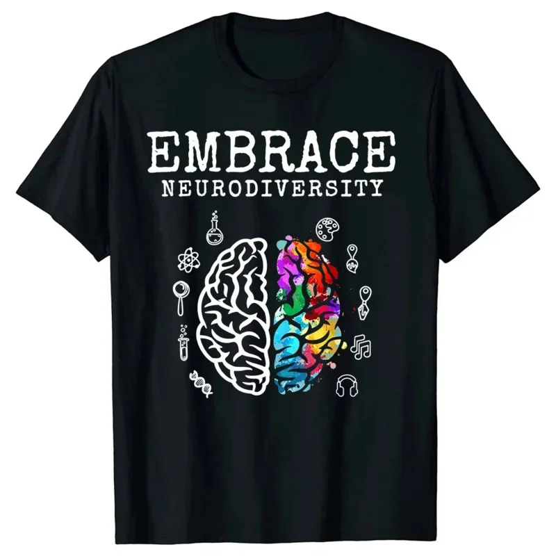 Funny Neurodiversity Autism Brain T Shirts Graphic Cotton Streetwear Short Sleeve Birthday Gifts Summer Style T-shirt Men