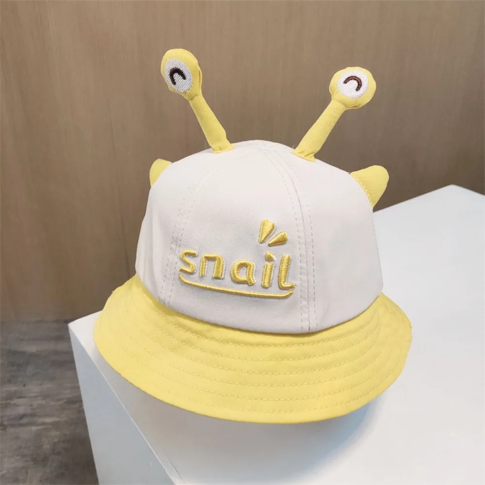 

Cartoon Snail Baby Bucket Hat Solid Color Breathable Baby Fisherman Hat Sunscreen Embroiderey Toddler Panama Sun Hat Toddler