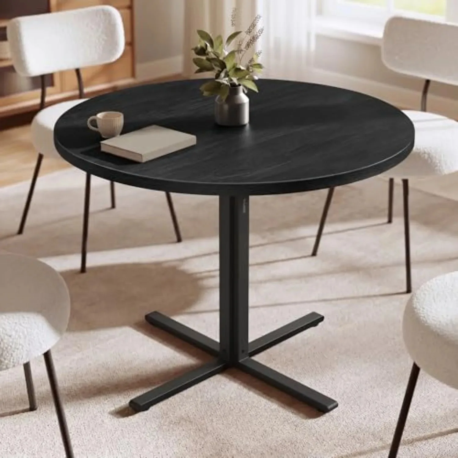 Dining Table, Small Round Kitchen Table for 4 People, 31.5 x 29.4 Inches, for Dining Room, Living Room, Modern