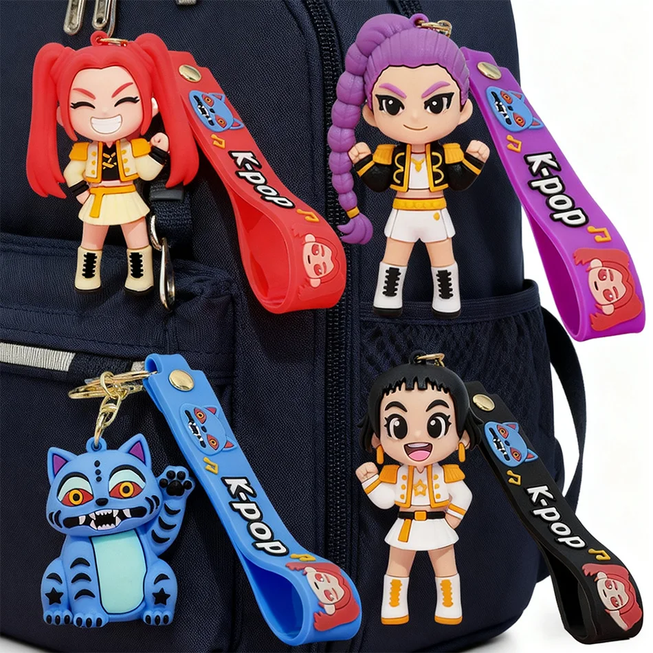 

4pcs KPOP Keychain, Tiger Character PVC Figure Keychain, Cute Harajuku Style Key Ring for Kids & Fans ChristmasGift